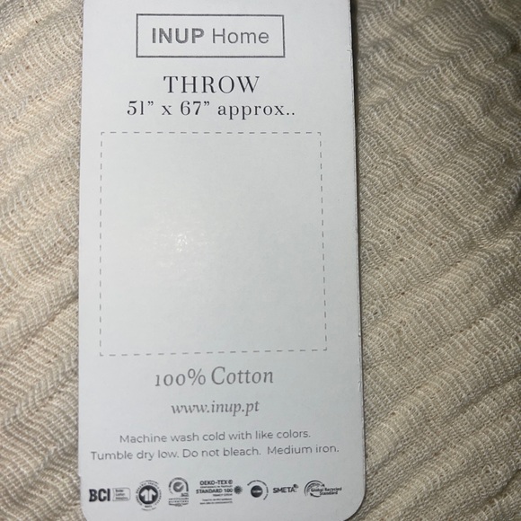 Inup Home Luxury THROW BLANKET Ivory MATELASSE MADE IN PORTUGAL 51”x 67”Cotton - Picture 7 of 7